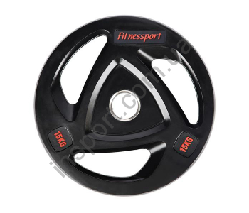 Диск олимпийский обрезиненный черный 15 кг Fitnessport RCP17-15