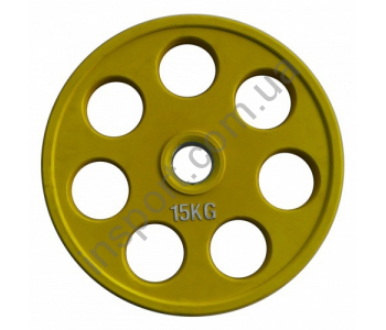 Диск олимпийский обрезиненный цветной 15 кг Alex RCP19-15