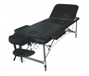 Массажный стол 3-х секционный (дерев. рама) чёрный Relax HY-30110 black