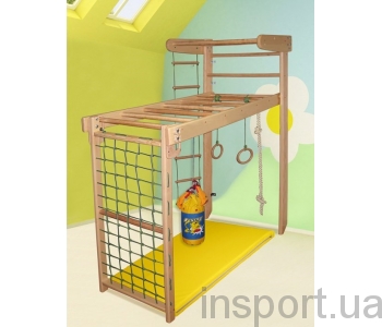 Спортивный уголок-трансформер с турником (брусьями) и доской для спины и пресса 210 Бук