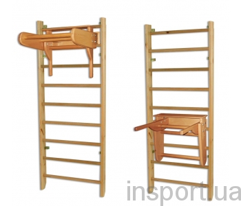 Шведская стенка 240 с навесным турником-брусьями Сосна Шведская стенка 240 с навесным турником-брусьями Сосна