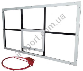 Баскетбольный щит из оргстекла 1,05х1,8м с кольцом BasketSport БО-180