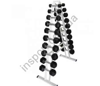 Гантельный ряд Fitness Master от 1 кг до 10 кг со стойкой ( 10 пар ) 
