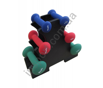 Набор гантелей в пластике 6 кг cо стойкой Housefit DR102-2
