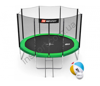 Батут Hop-Sport 10ft (305cm) green с внешней сеткой (4 ноги)