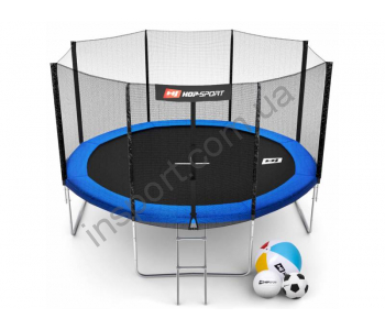 Батут Hop-Sport 12ft (366cm) blue с внешней сеткой