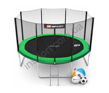 Батут Hop-Sport 12ft (366cm) green с внешней сеткой